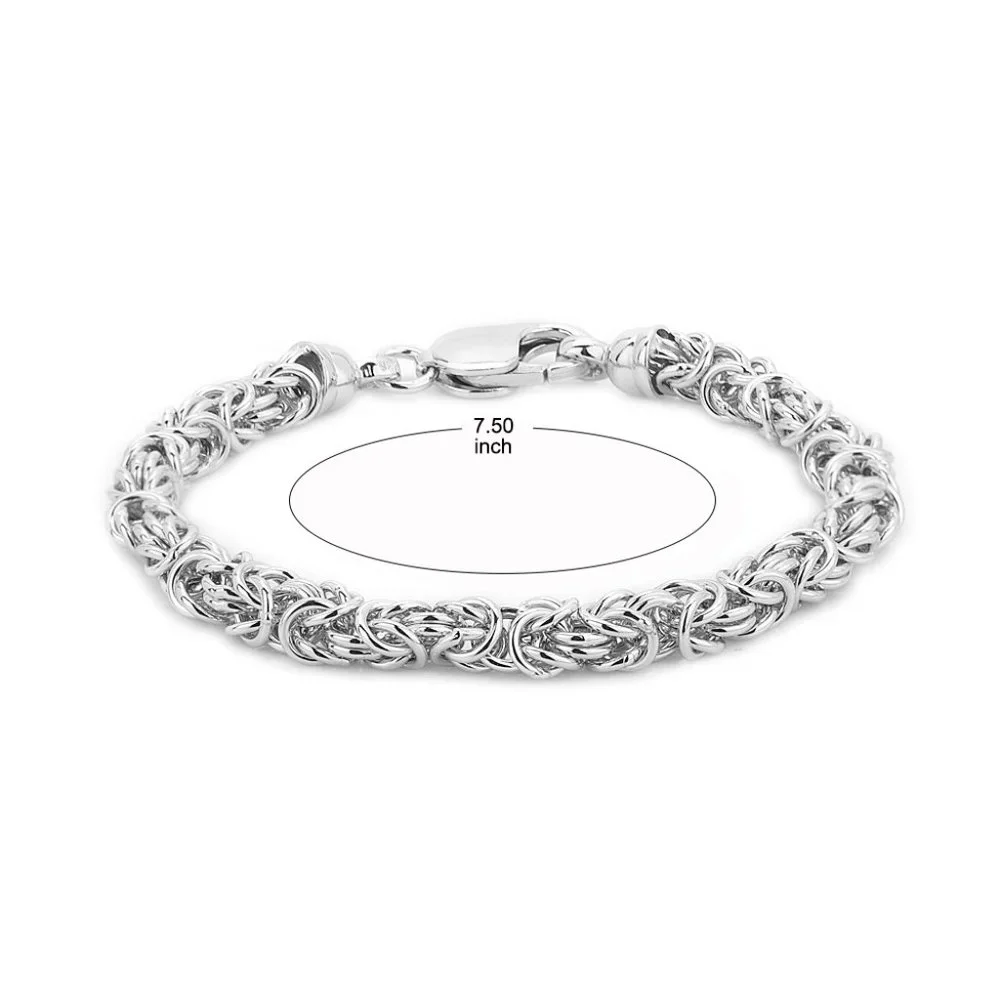 Vanbelle Sterling Silver Jewelry Hand-Made Byzantine Chain Bracelets - Picture 4 of 6